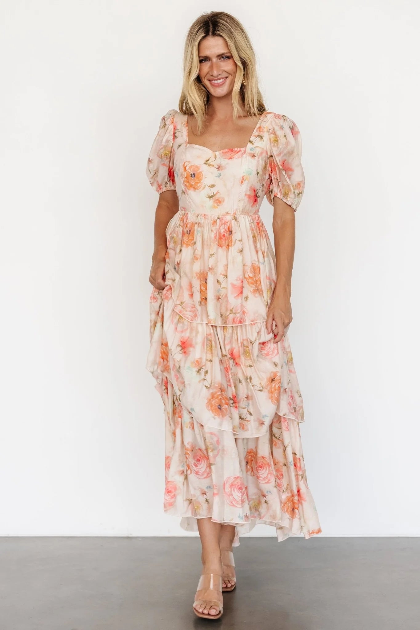 Cozette Tiered Maxi Dress | Blush Floral