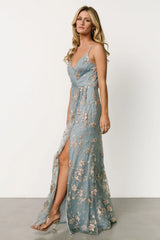 Marcia Sparkle Gown | Light Blue + Rose Gold
