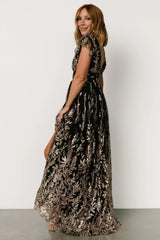 Karina Shimmer Gown | Black + Rose Gold